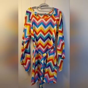 Chevron Striped pattern flare/bell/slit-sleeved dress - No tags - Size Small?